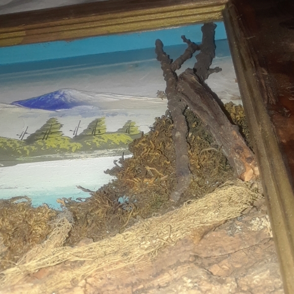 Vintage AMAZING painting made with tree bark, etc - Picture 5 of 8